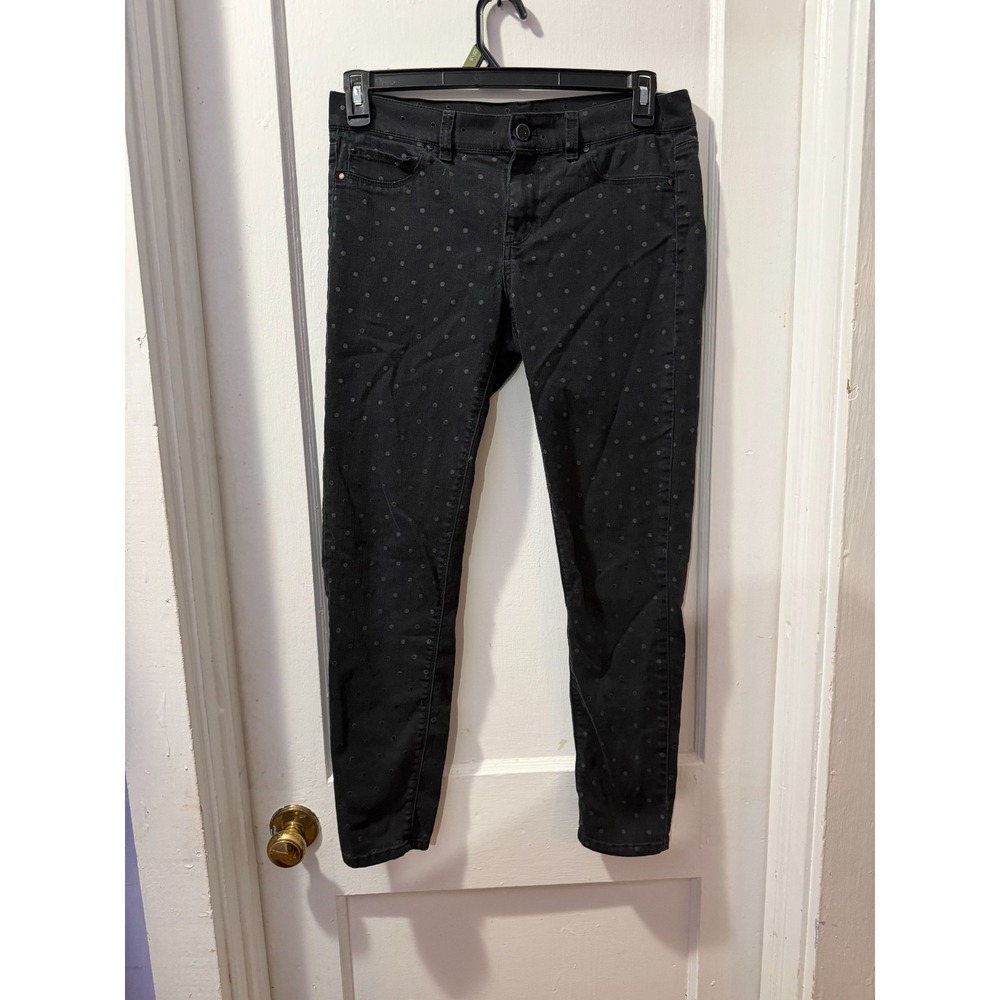 White House Black Market Noir Black Polkadot Skinny Jeans in M